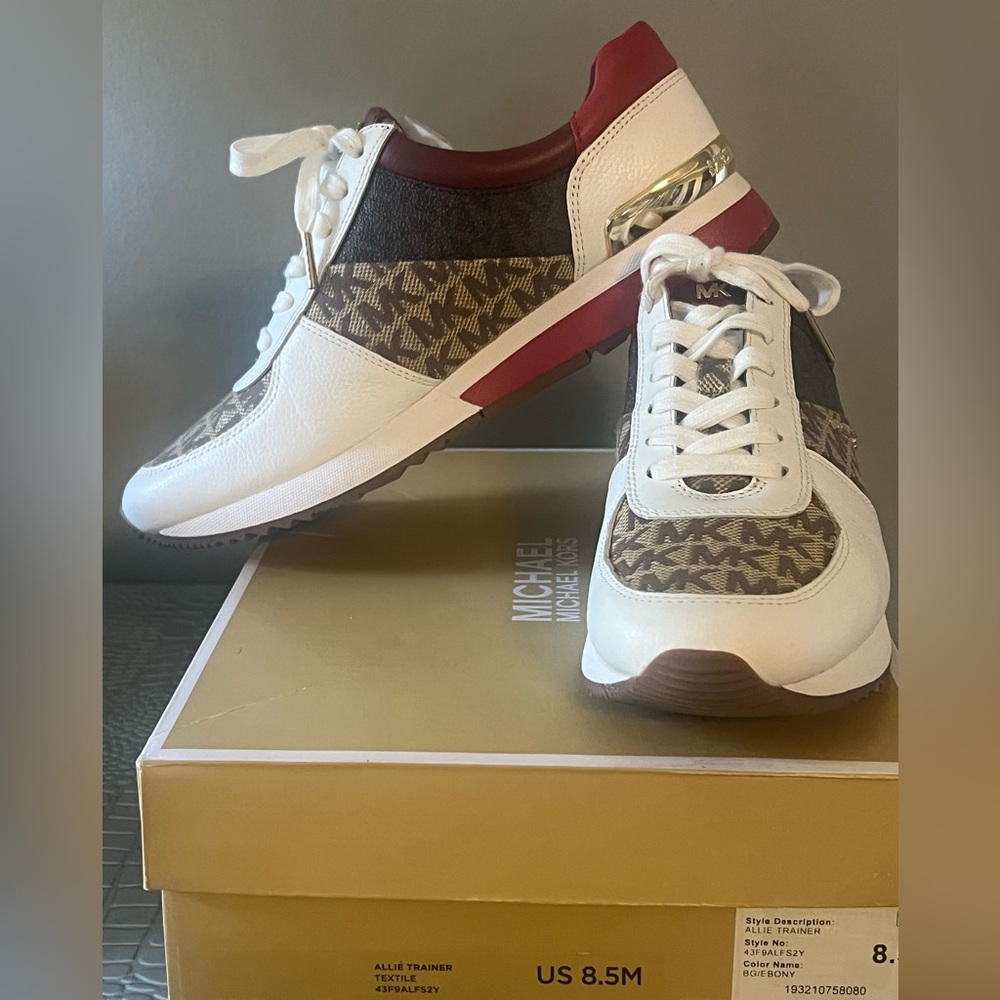 Michael Kors Red and White Logo Sneakers